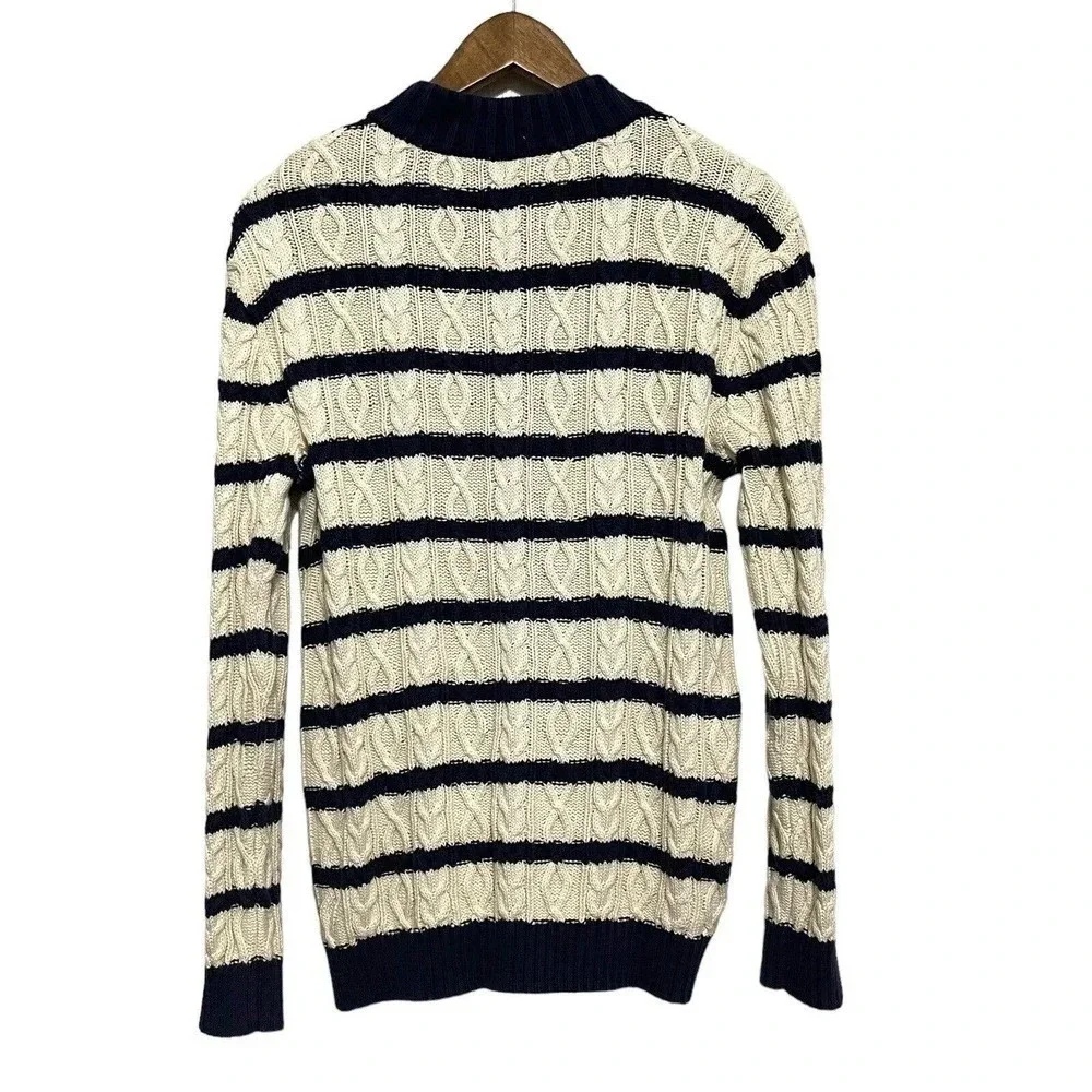 Gymboree Cardigan XL 14 Blue White Striped Cable Knit Button Front Preppy Unisex